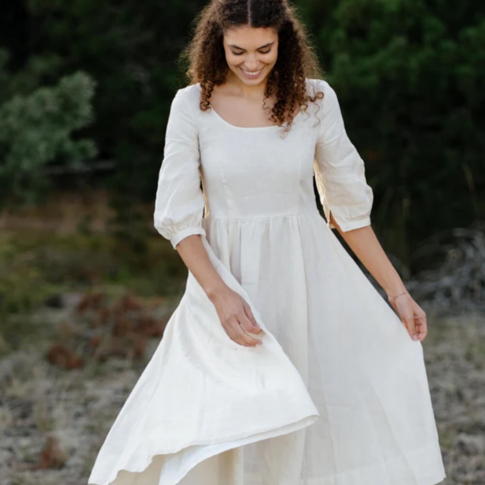 Best Selling Son De Flor Carmen Dress in Hemp Linen | XXS Gently Worn